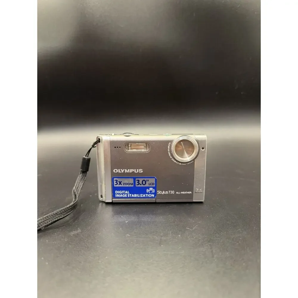 Olympus Stylus 7030 14MP Digital Camera – Silver – Untested, No Charger Battery